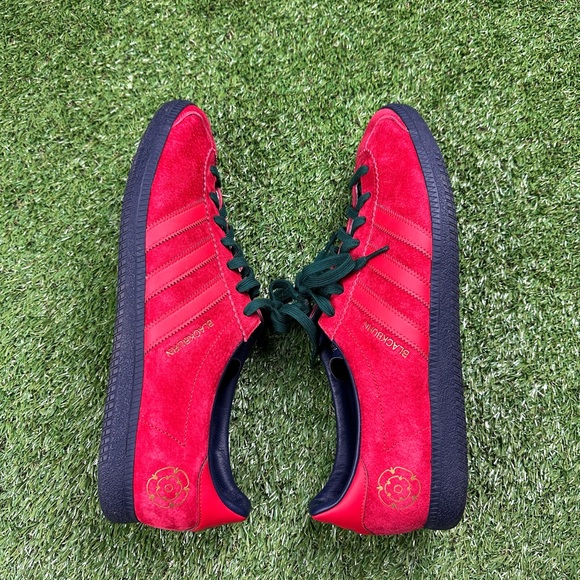 USED ADIDAS ORIGINALS BLACKBURN CITY SERIES TRAINERS SZ 13 RED SUEDE GREEN BLACK - Picture 5 of 8